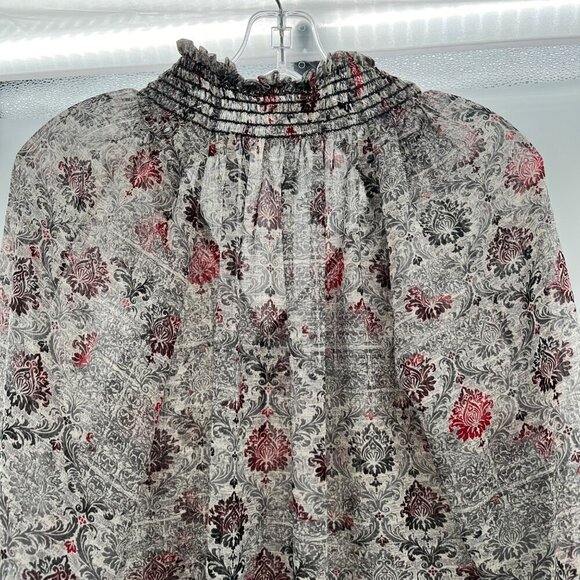 Bucketlist Women's Sheer Smocked V-Neck Top Multicolor Size Small - Picture 6 of 9